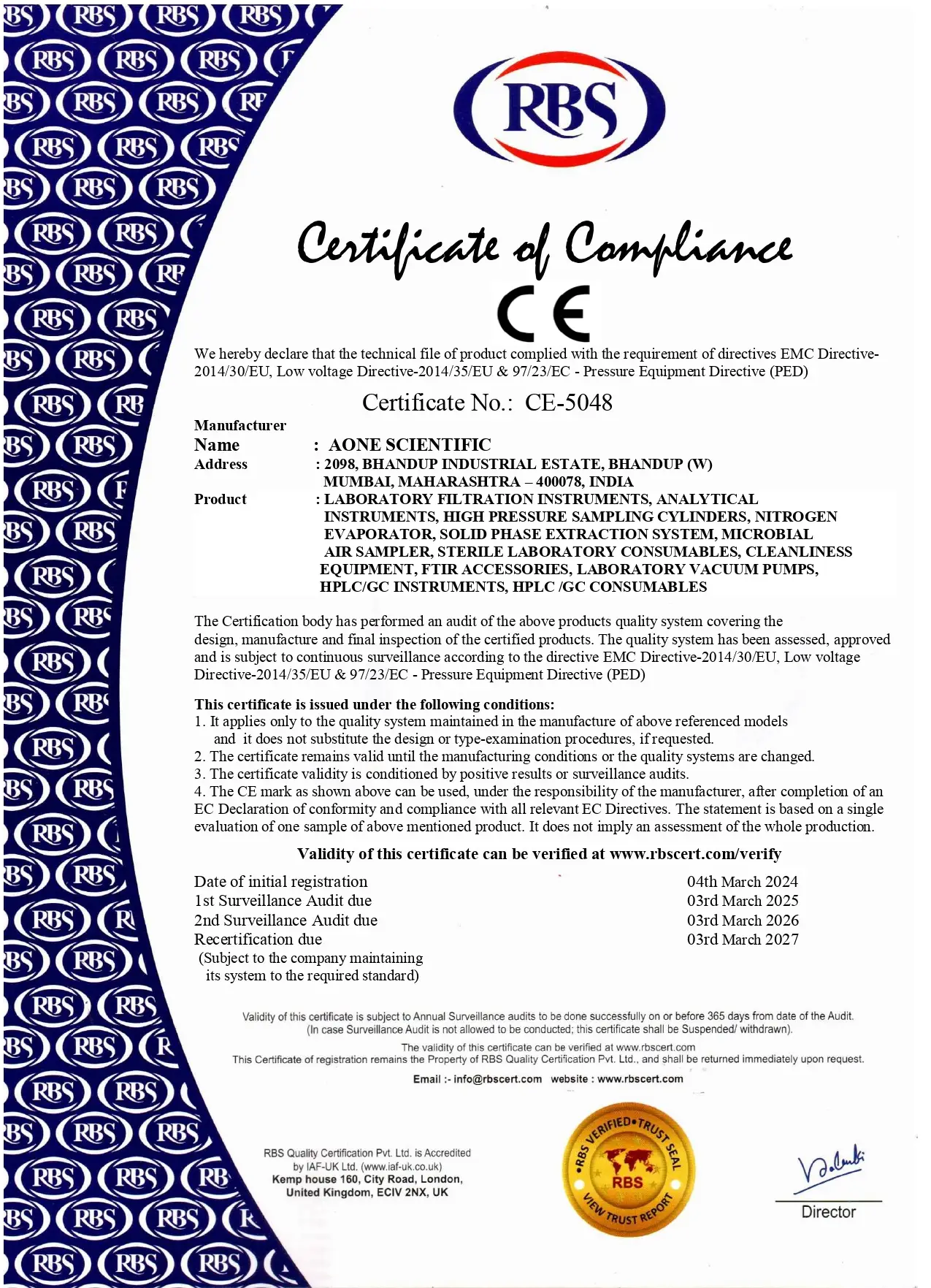 certificate of compliance