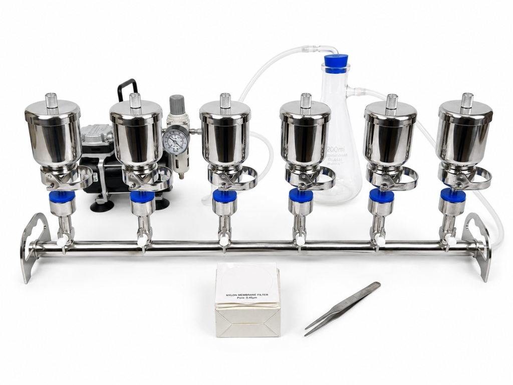 VFM Series Six Vacuum Filtration Manifold Assembly (SS Cups)